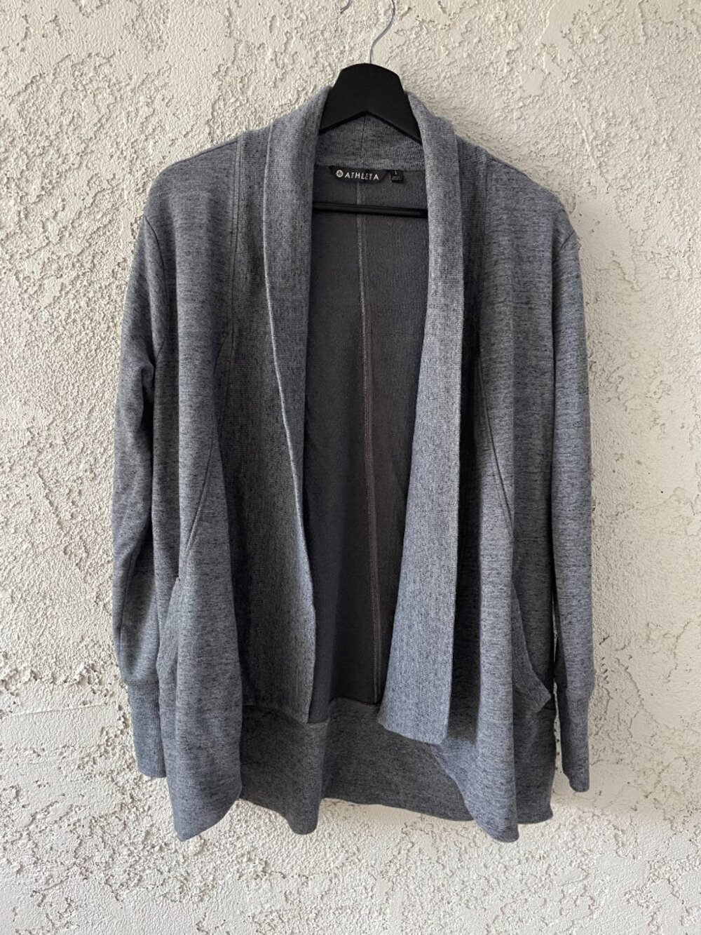 Athleta Pranayama Wrap Cardigan Heathered Gray Nirvana Modal Pockets Large
